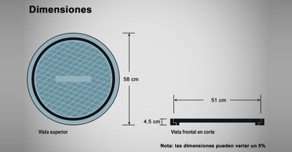 Aro y tapa para registro domiciliario de 60 cm.