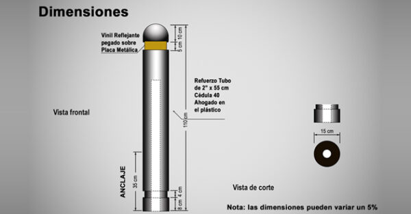 Bolardo poste de 110 cm (Picoba)