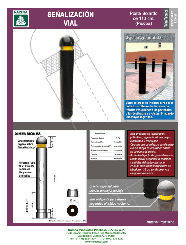 Bolardo poste de 110 cm (Picoba)