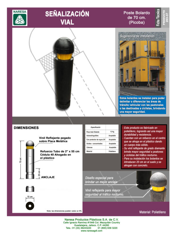 Bollard post 70 cm (Picoba)