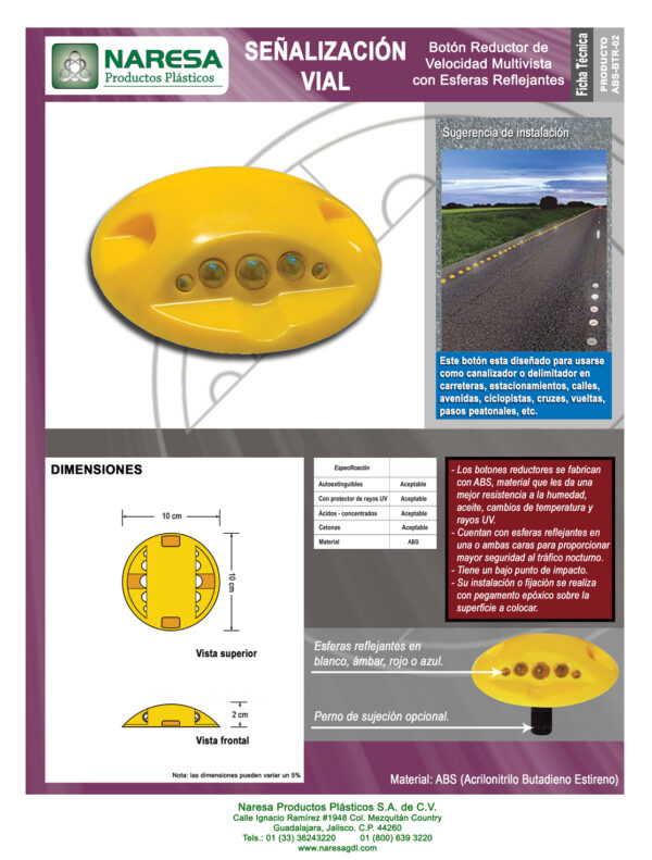 Multiview speed reducer button with reflective spheres