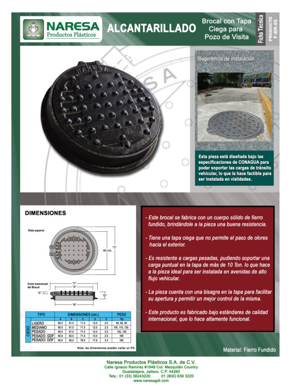 Brocal con tapa ciega para pozo de visita