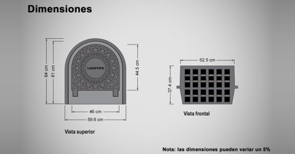 Coladera pluvial de banqueta con extensión y rejilla con apertura amplia