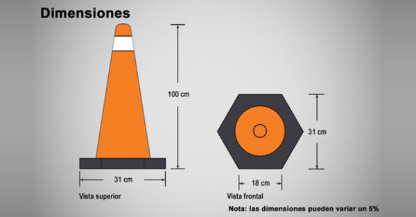 Semi-flexible 100cm cone with heavy base