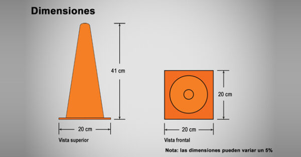 Cono semiflexible de 41cm para señalización vial