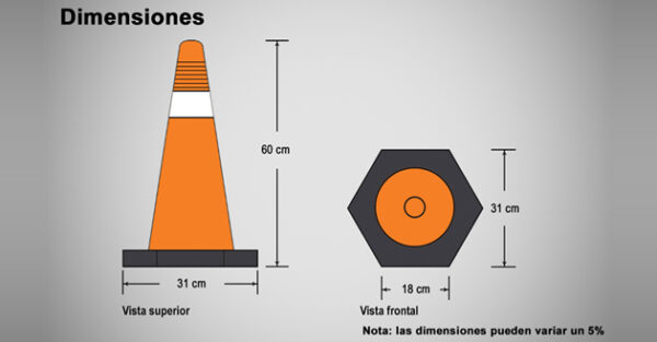 Cono semiflexible de 60cm con base pesada