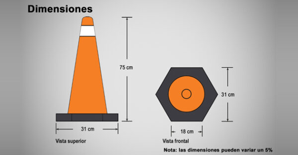 Cono semiflexible de 75cm con base pesada