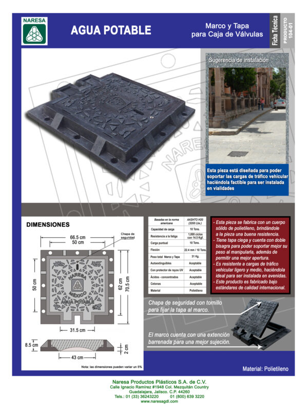 Marco y tapa para caja de válvulas