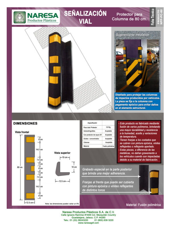 Protector de columnas de 80 cm