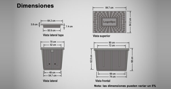 Registro con tapa hand-hole 50x70x60 cm