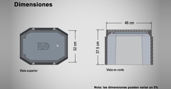 Registro y tapa octagonal XL para medidor de agua