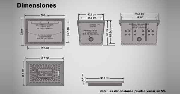 Registro para baja tensión en banqueta tipo 2