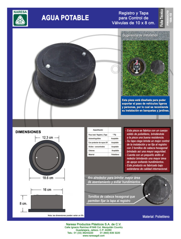 Register and cover for water meter 10×8