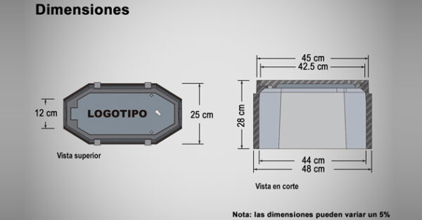 Registro y tapa para medidor de agua octogonal