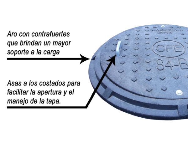 Tapa y aro 84-B para banqueta CFE