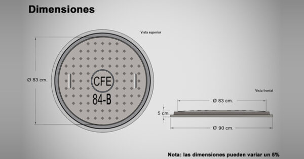 Tapa y aro 84-B para banqueta CFE