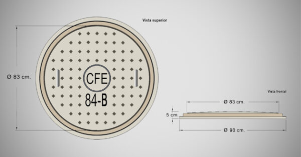 Tapa y aro 84-B para banqueta CFE