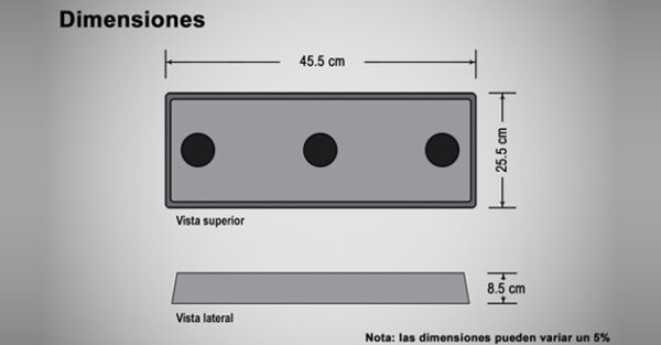 Tope bómper para andén con 3 agujeros